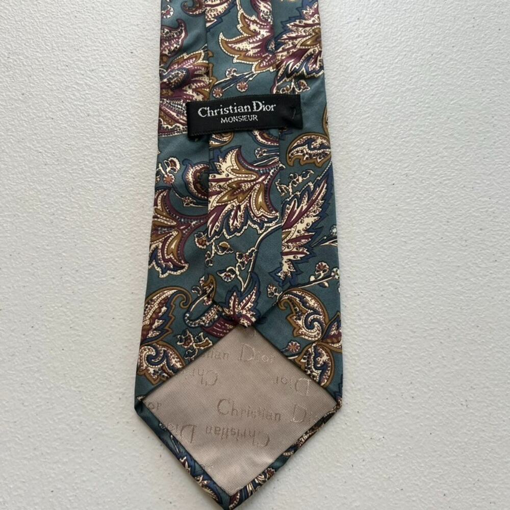 Christian Dior Monsieur Necktie Unisex Muted Multicolor Floral 100% Silk - Picture 2 of 7